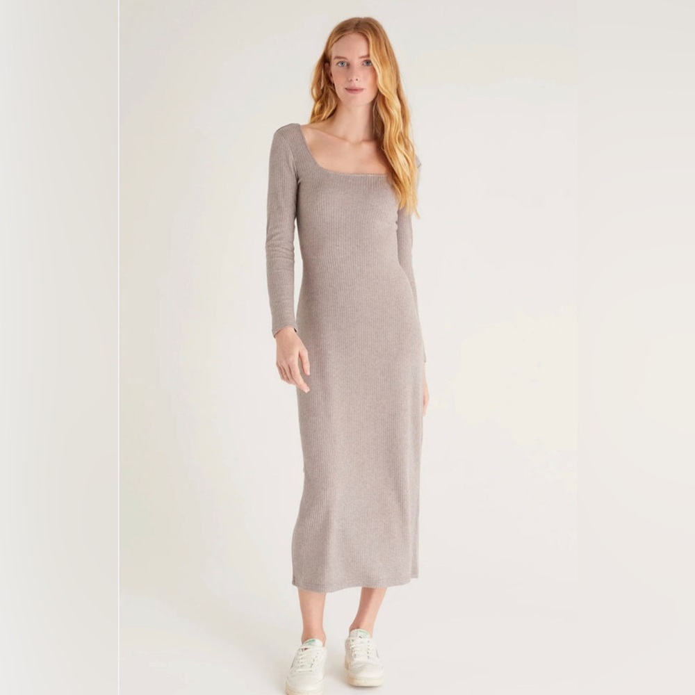 Z Supply Haven Rib Midi Dress Small Ash